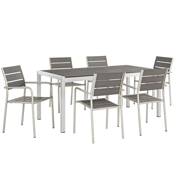 Shore EEI-2484 7 Piece Outdoor Patio Aluminum Dining Set