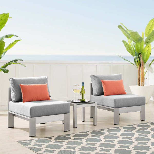 Shore Sunbrella EEI-4312 Fabric Outdoor Patio Aluminum 3 Piece Set