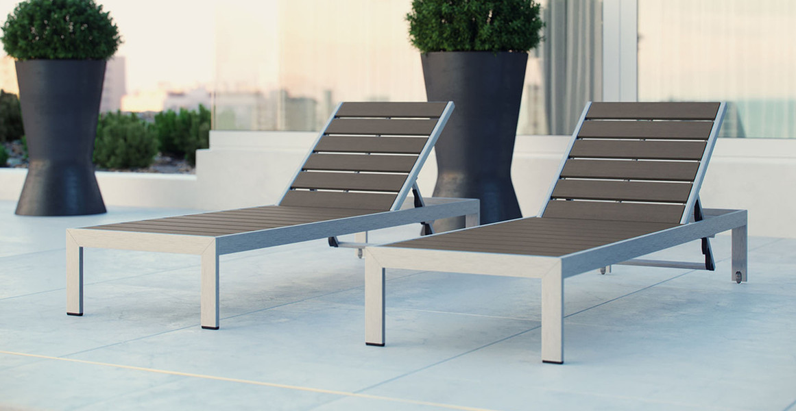 Shore Chaise Outdoor Patio Aluminum Set of 2