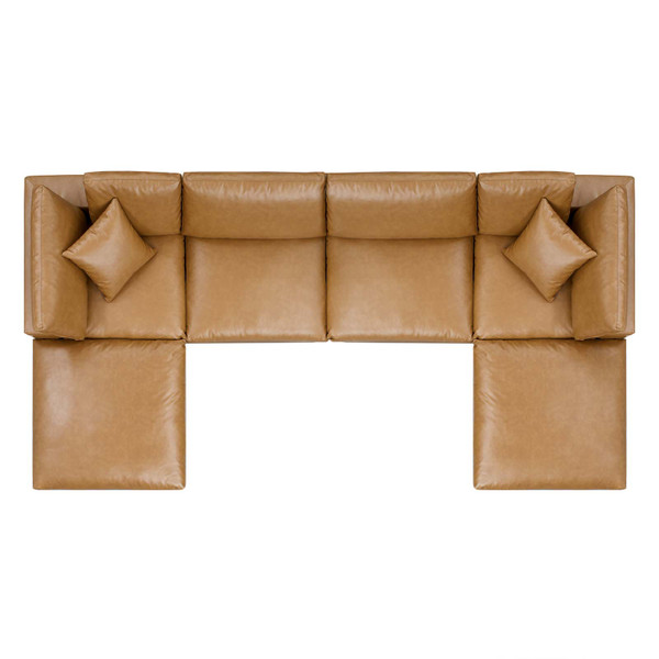 Commix Down Filled Overstuffed Vegan Leather 6-Piece Sectional Sofa