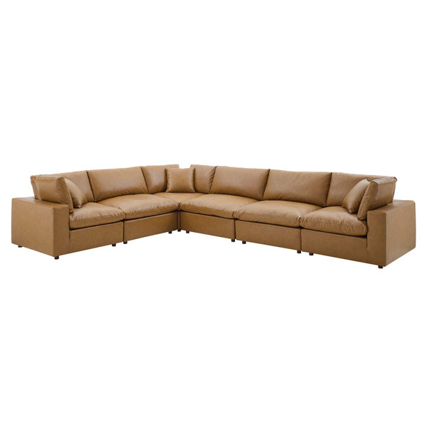 Commix EEI-4921 Down Filled Overstuffed Vegan Leather 6-Piece Sectional Sofa