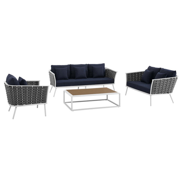 Stance EEI-3161 4-Piece Outdoor Patio Aluminum Sectional Sofa Set