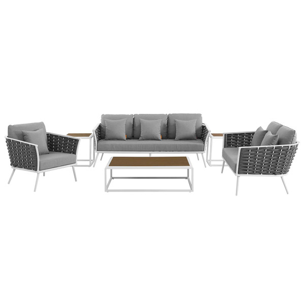 Stance EEI-3159 6-Piece Outdoor Patio Aluminum Sectional Sofa Set