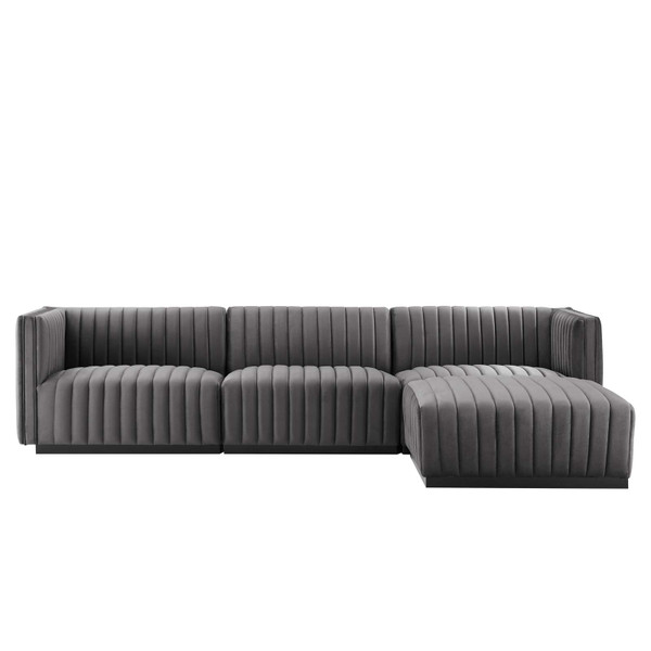 Conjure EEI-5766 Channel Tufted Performance Velvet 4-Piece Sectional Sofa