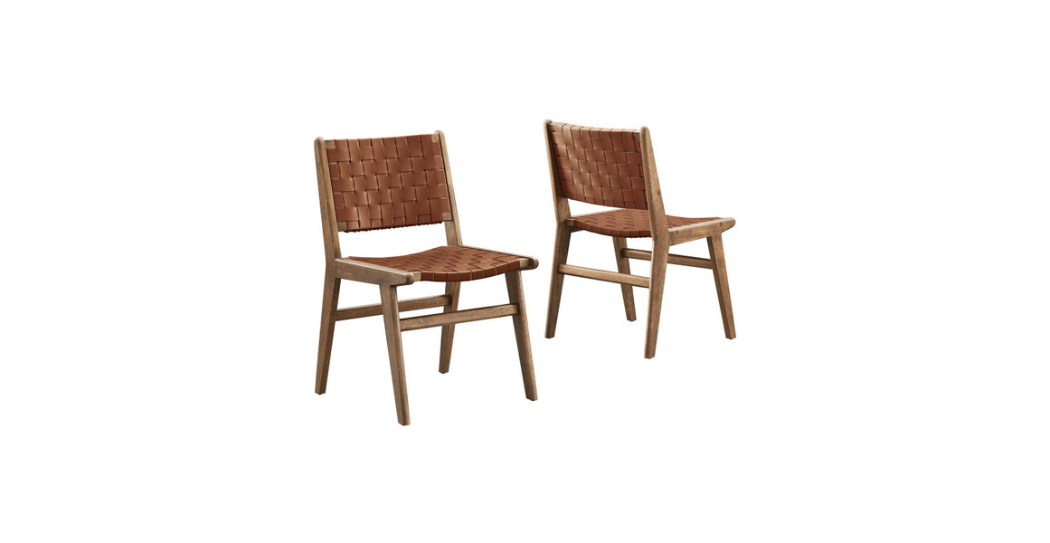 Saoirse Faux Leather Wood Dining Side Chair - Set of 2