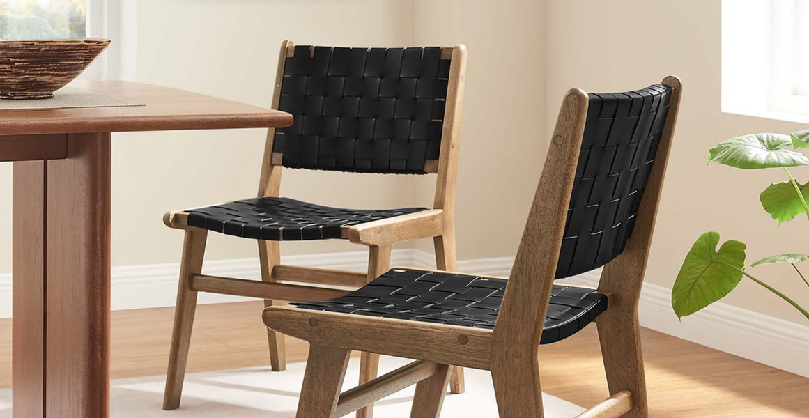 Saoirse Faux Leather Wood Dining Side Chair - Set of 2