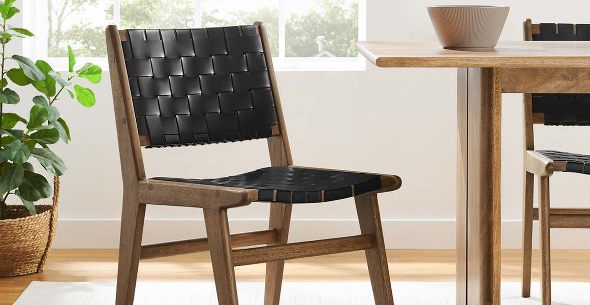 Saoirse Faux Leather Wood Dining Side Chair - Set of 2