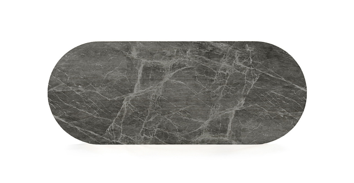 Colonna Fluted Oval Travertine Dining Table