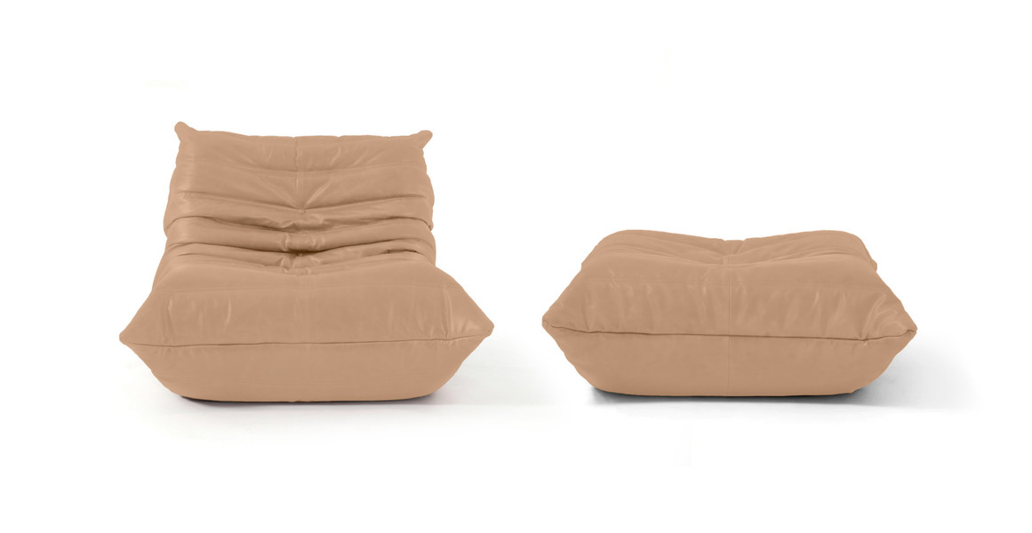 Michel Ducaroy Modular Leather Lounge Chair & Ottoman | Configuration A