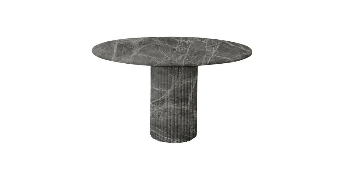 Colonna Fluted Round Travertine Dining Table