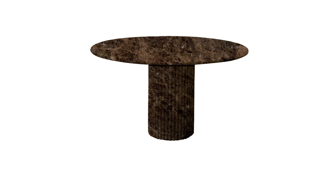 Colonna Fluted Round Travertine Dining Table