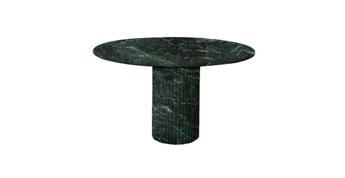 Colonna Fluted Round Travertine Dining Table