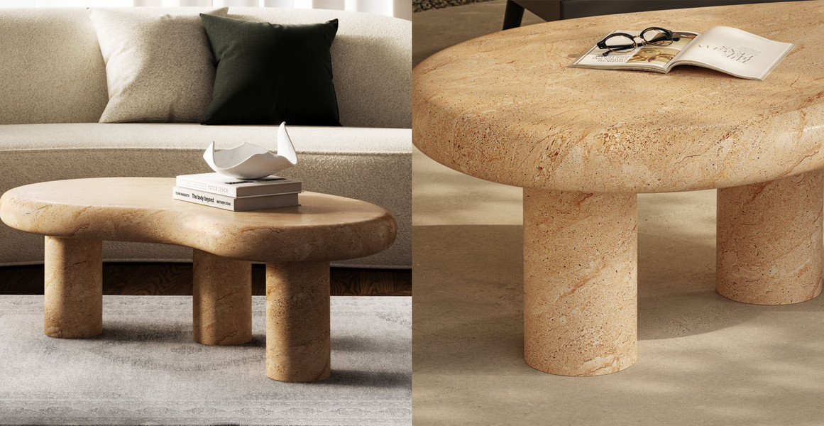 Madison Indoor/Outdoor Patio Faux Travertine Coffee Table