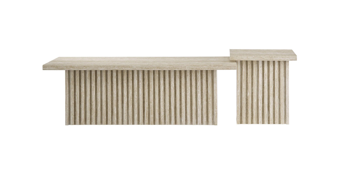 Bleecker Nesting Faux Travertine Coffee Tables Set of 2