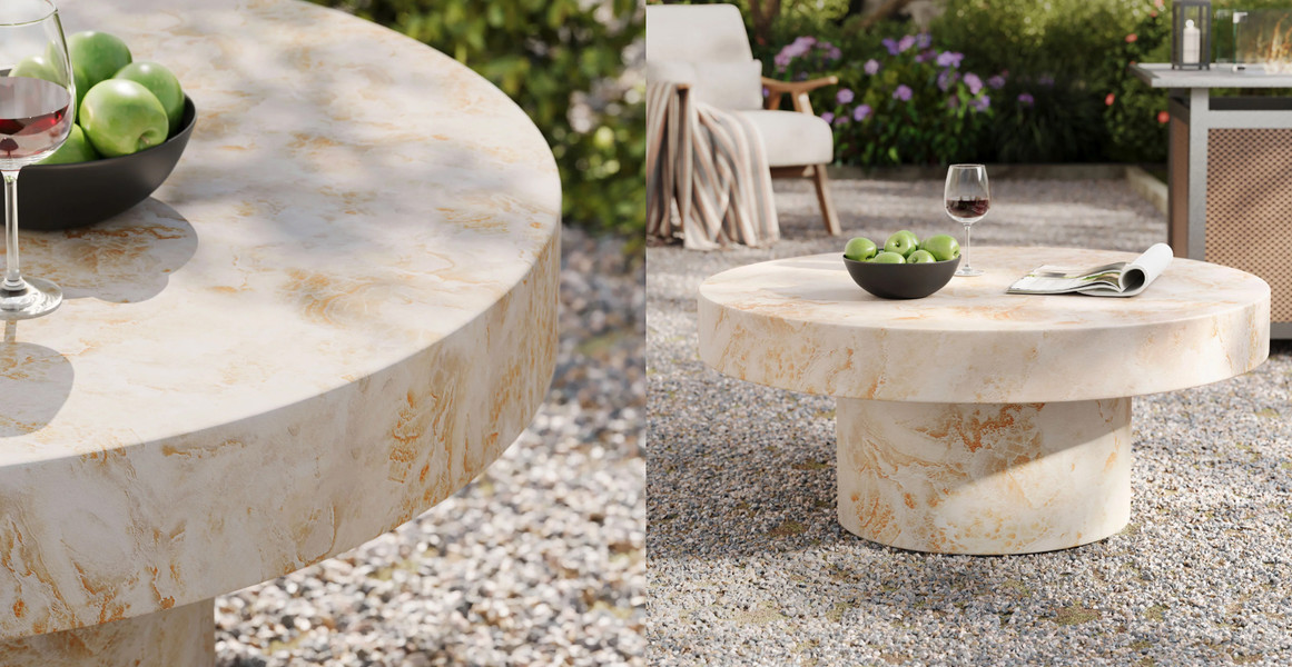 Riverside Indoor/Outdoor Patio Concrete Round Coffee Table