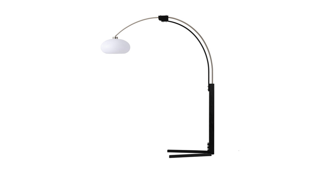 Morelli Arc Floor Lamp - 84", Satin Nickel & Black, Dimmer Switch, V-base