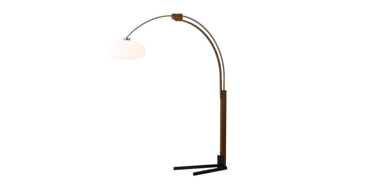 Morelli Arc Floor Lamp - 84", Satin Nickel & Black, Dimmer Switch, V-base