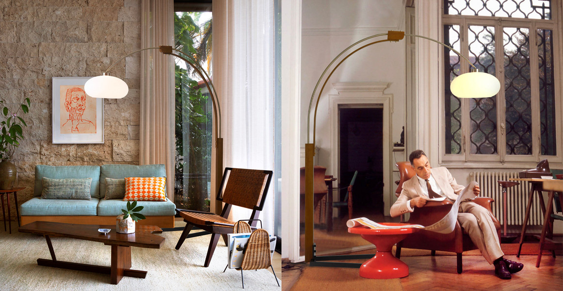 Morelli Arc Floor Lamp - 84", Satin Nickel & Black, Dimmer Switch, V-base