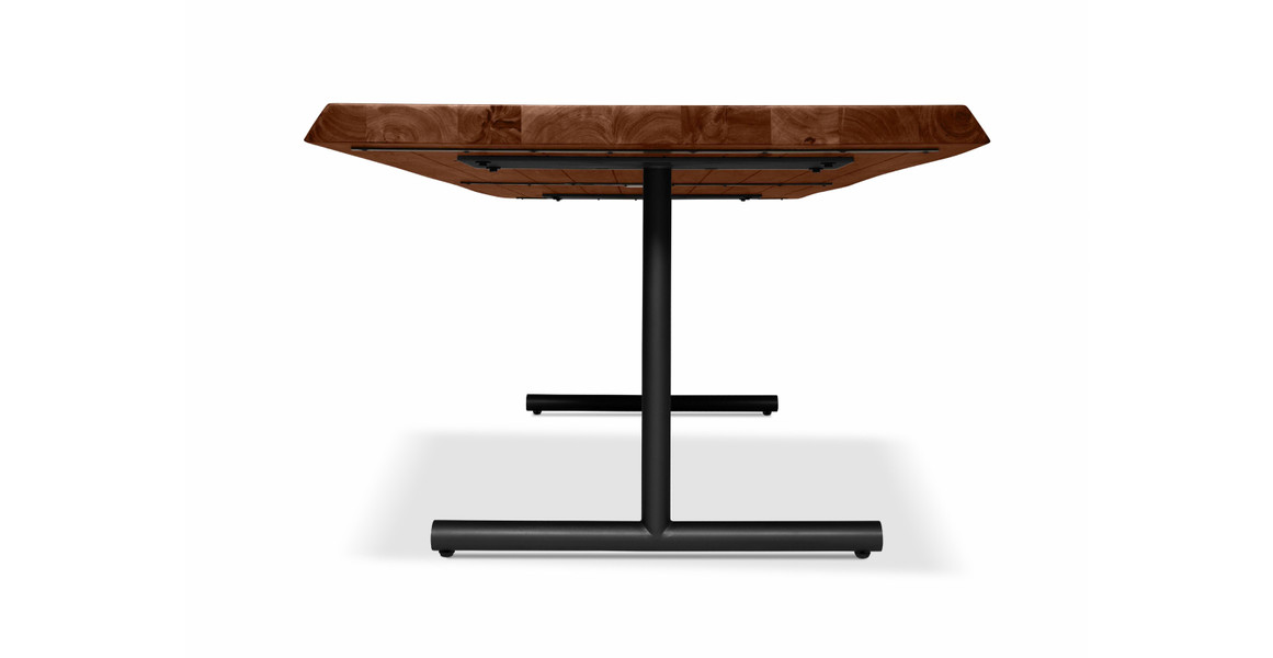 Orchard Black Aluminum T Base Wooden Dining Table