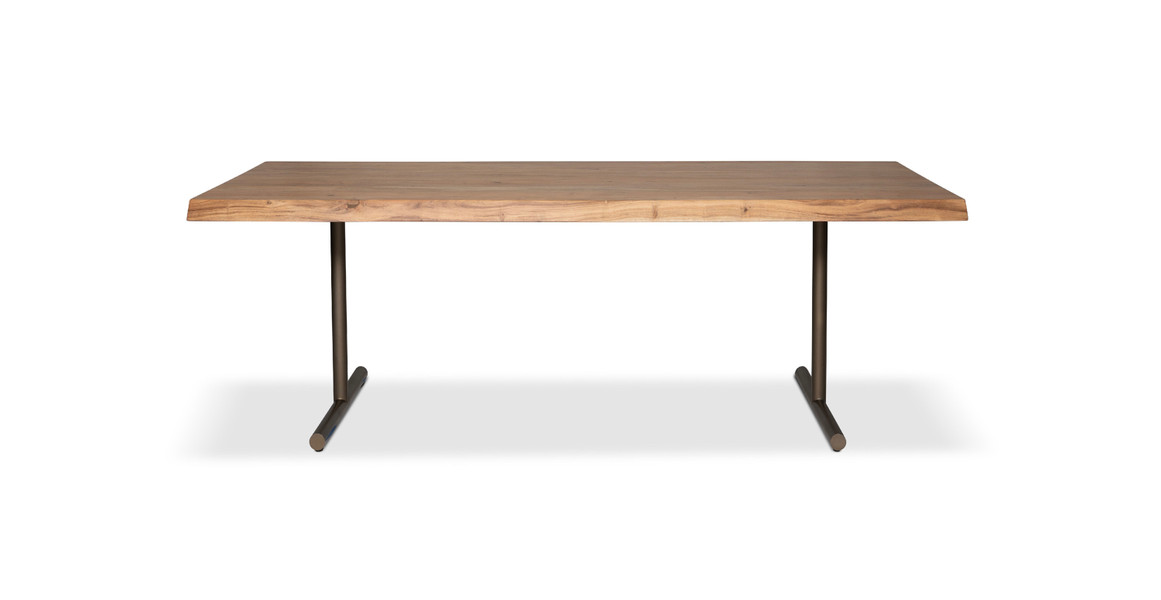 Orchard Brass  Aluminum T Base Wooden Dining Table