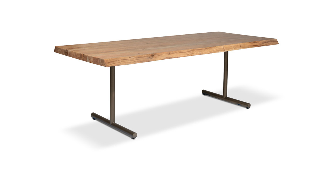 Orchard Brass  Aluminum T Base Wooden Dining Table