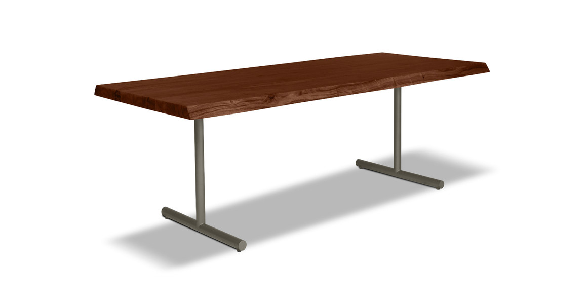 Orchard Pewter  Aluminum T Base Wooden Dining Table