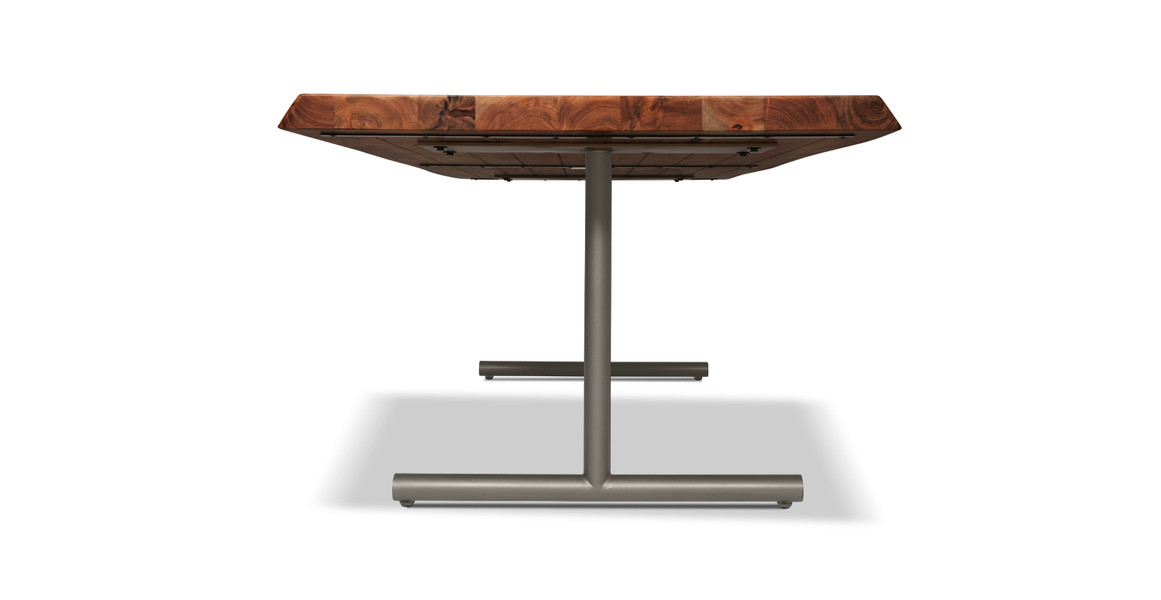 Orchard Pewter  Aluminum T Base Wooden Dining Table