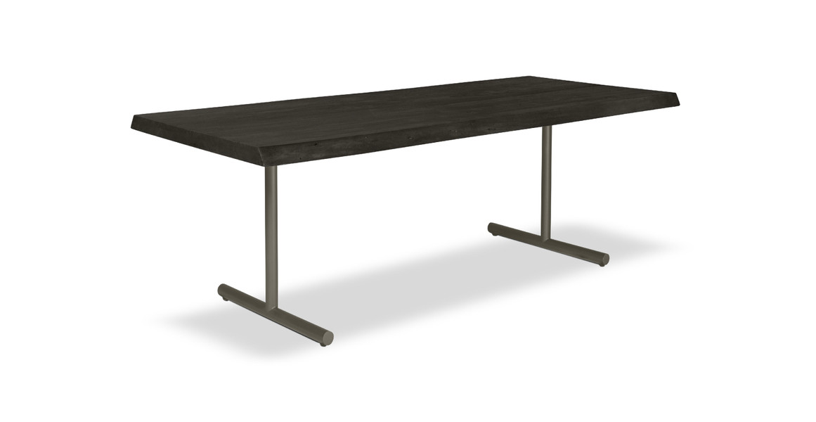 Orchard Pewter  Aluminum T Base Wooden Dining Table