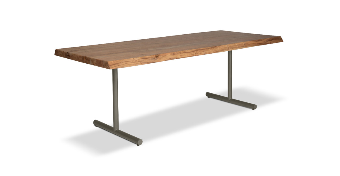 Orchard Pewter  Aluminum T Base Wooden Dining Table