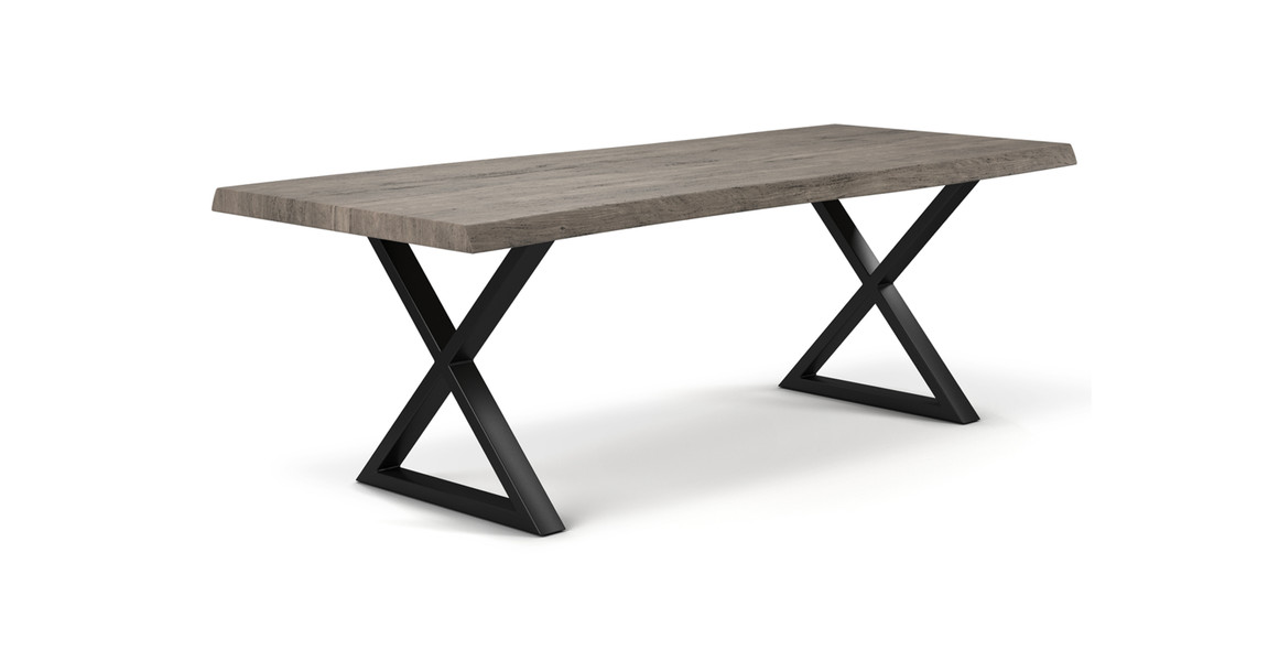 Orchard Black Aluminum X Base Wooden Dining Table