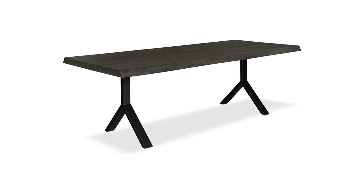 Orchard Black Aluminum Y Base Wooden Dining Table