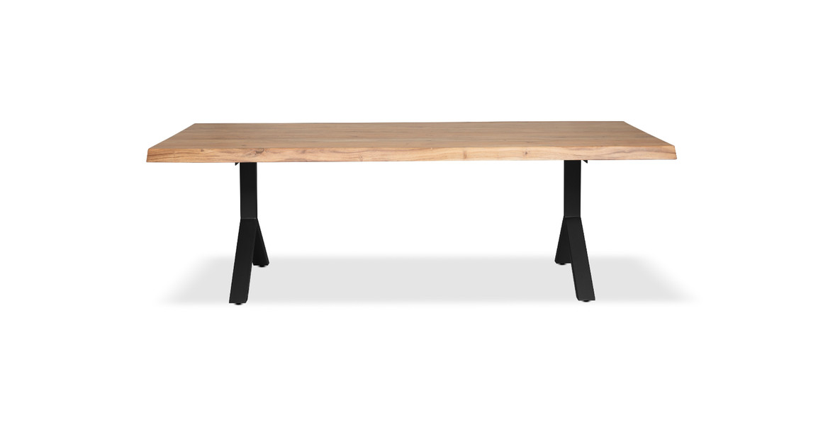 Orchard Black Aluminum Y Base Wooden Dining Table