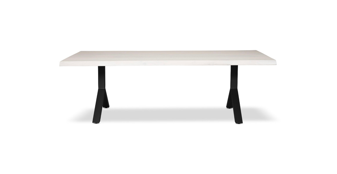 Orchard Black Aluminum Y Base Wooden Dining Table