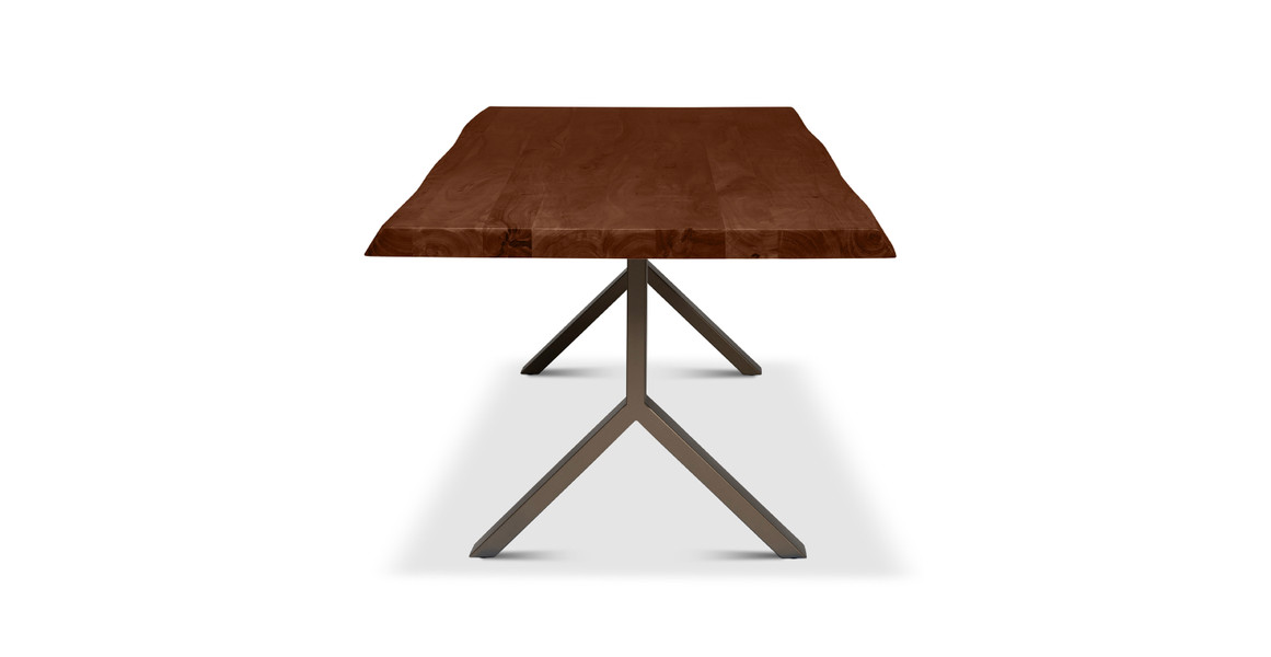 Orchard Brass Aluminum Y Base Wooden Dining Table