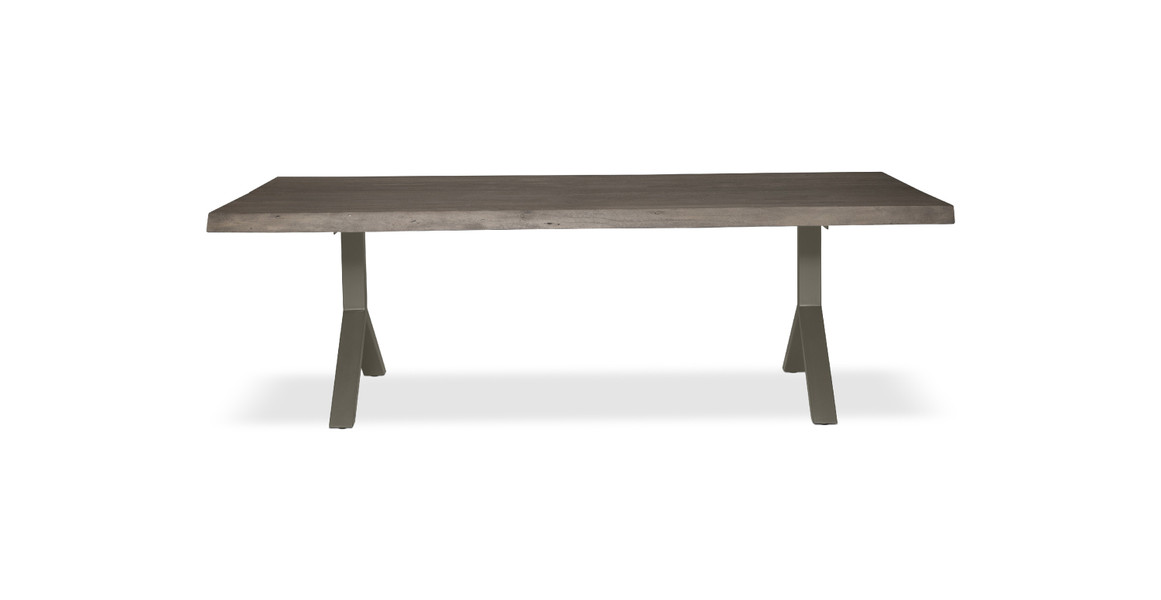 Orchard Pewter Aluminum Y Base Wooden Dining Table