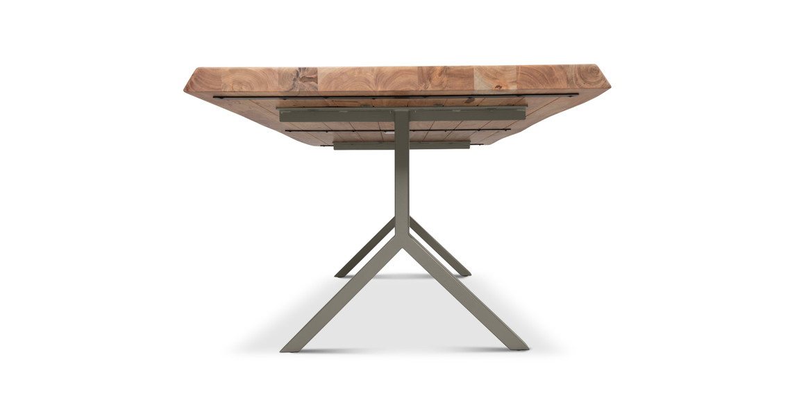Orchard Pewter Aluminum Y Base Wooden Dining Table