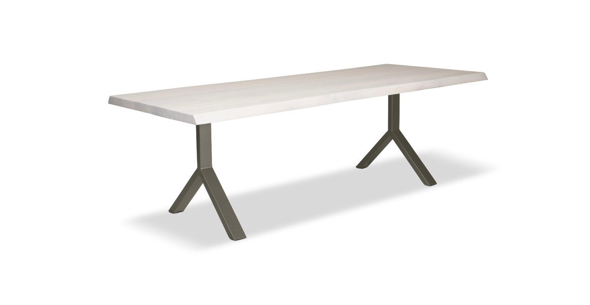 Orchard Pewter Aluminum Y Base Wooden Dining Table