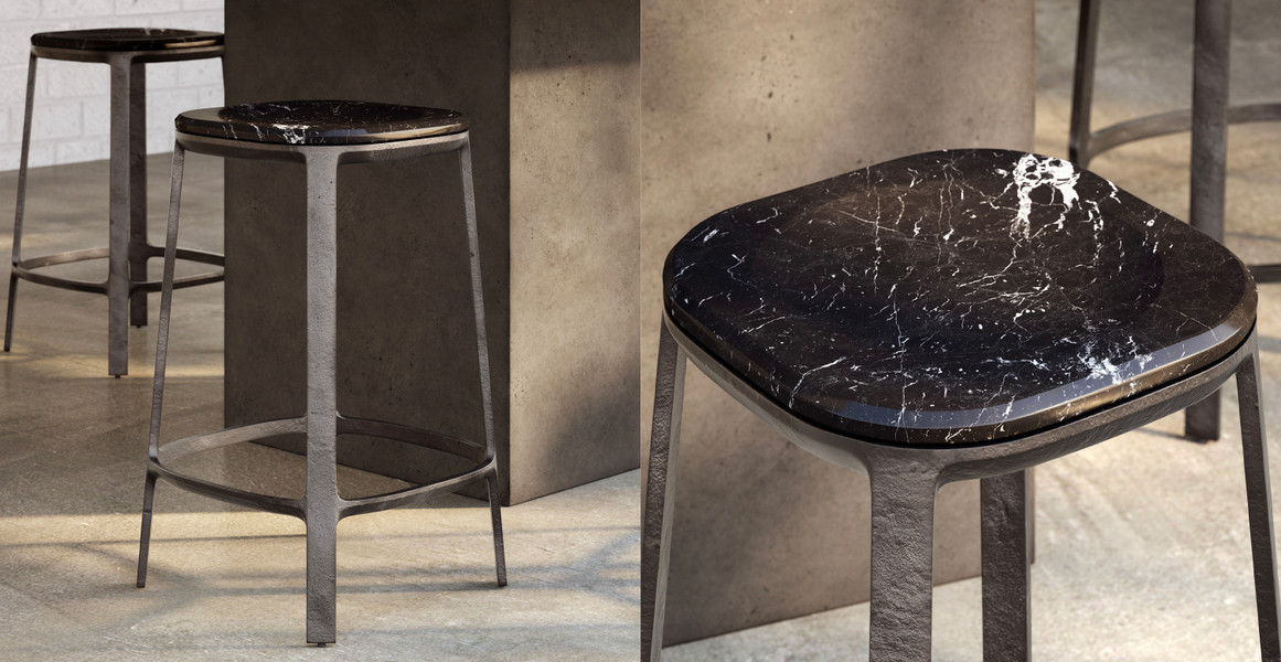 Wooster Marble Contemporary Counter Stool