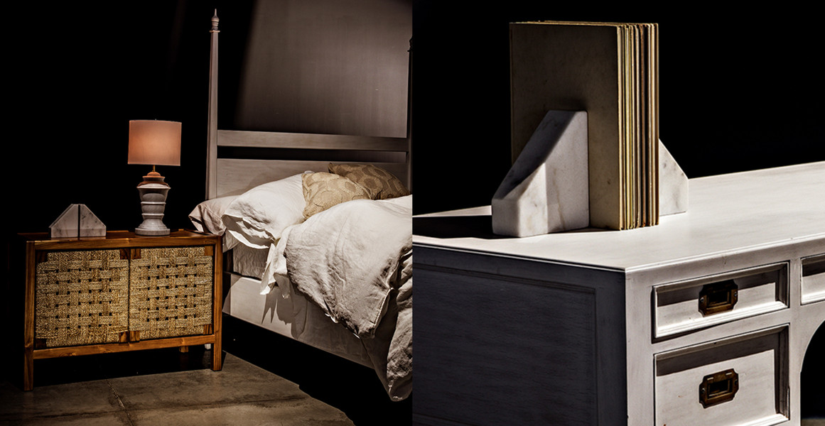 Bianco Crown Natural Marble Slide Bookends