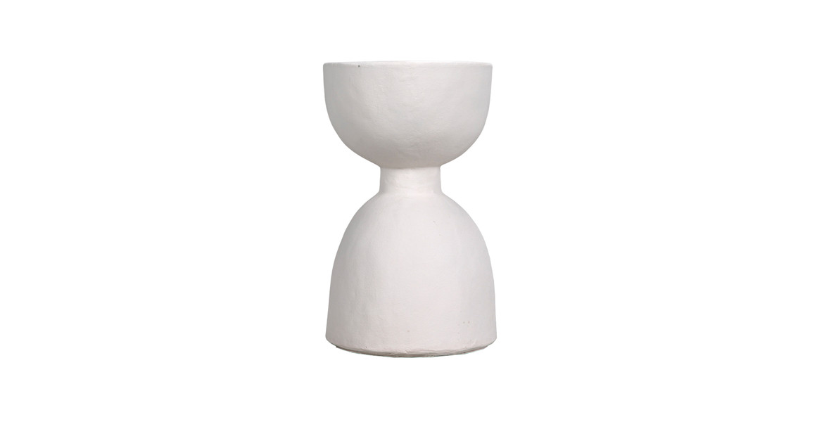 White Fiber Cement Hourglass Stool