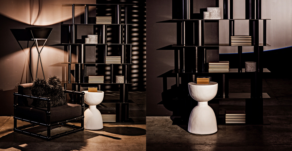 White Fiber Cement Hourglass Stool