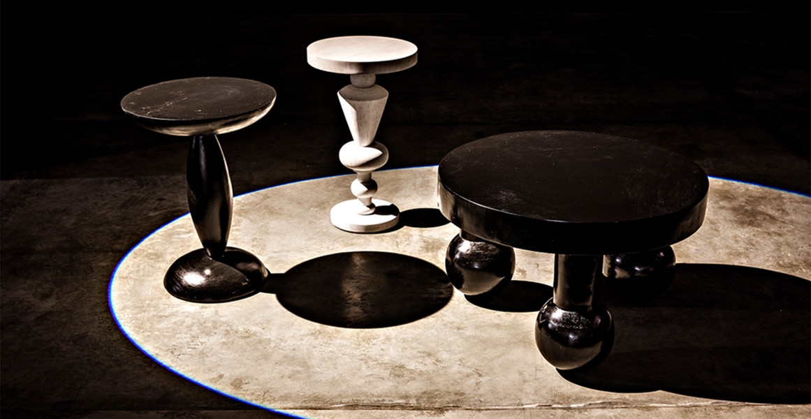 Mahogany White Wash Fenring Side Table