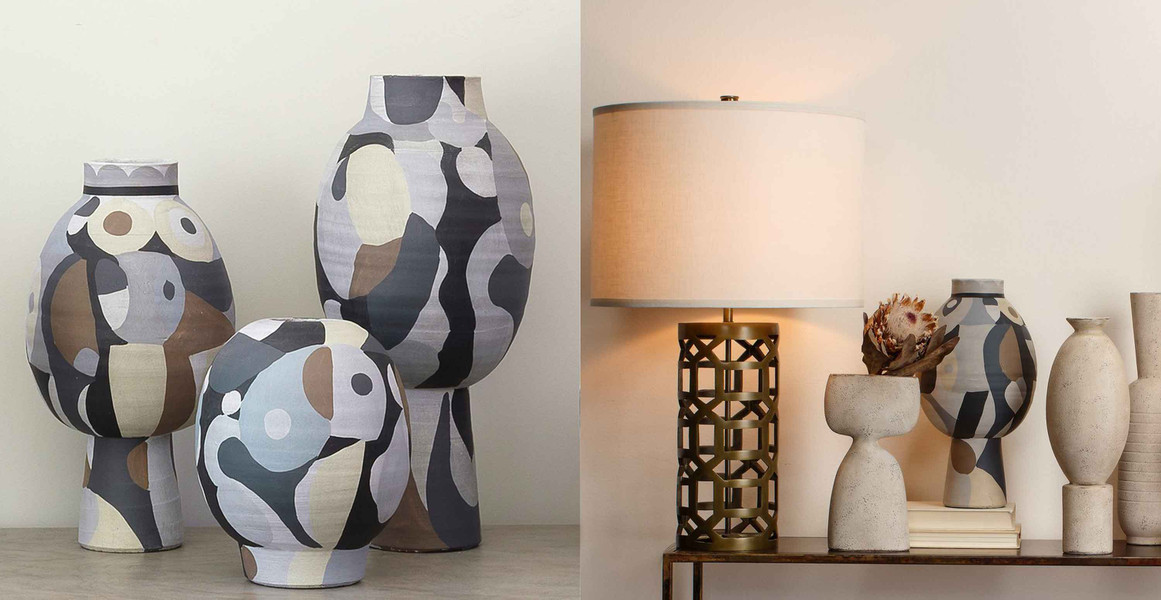 Contemporary Modern Ceramic Beige Vase