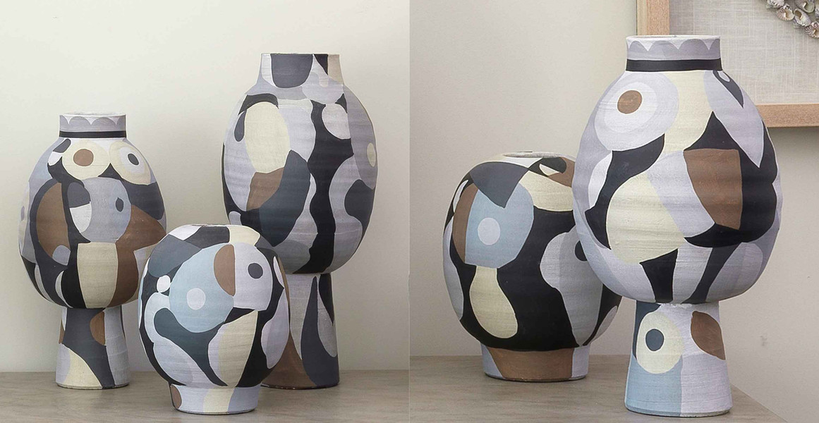Contemporary Modern Ceramic Beige Vase
