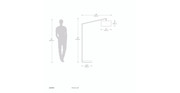 Stretch Chairside Arc Floor Lamp - 75', Matte Black, Step Switch, Rectangular marble base