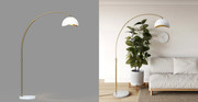 Luna Bella Arc Floor Lamp - 92', Weathered Brass, Dimmer Switch, Marble base