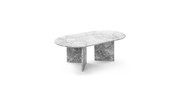 Laurent Oval White Marble Coffee Table with Angled Base