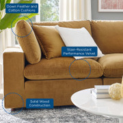 Commix Down Filled Overstuffed Performance Velvet 4-Piece Sectional Sofa