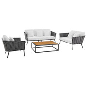 Stance EEI-3161 4-Piece Outdoor Patio Aluminum Sectional Sofa Set