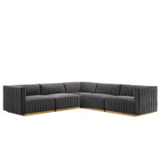 Conjure EEI-5850 Channel Tufted Performance Velvet 5-Piece Sectional Sofa